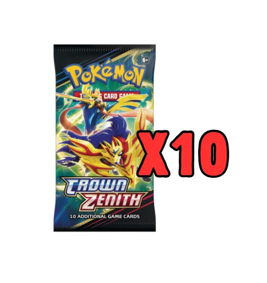 Crown Zenith Pack Lot of 10 - Pokmon TCG Mastro Rips Crown Zenith Pack Lot of 10 - Pokmon TCG Mastro Rips
